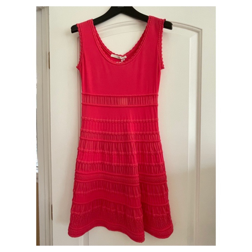 D. Exterior Coral/Pink Knit Dress